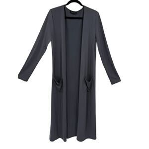 Brigitte Brianna Open Duster Cardigan Large Gray Slinky Knit Minimalist Topper